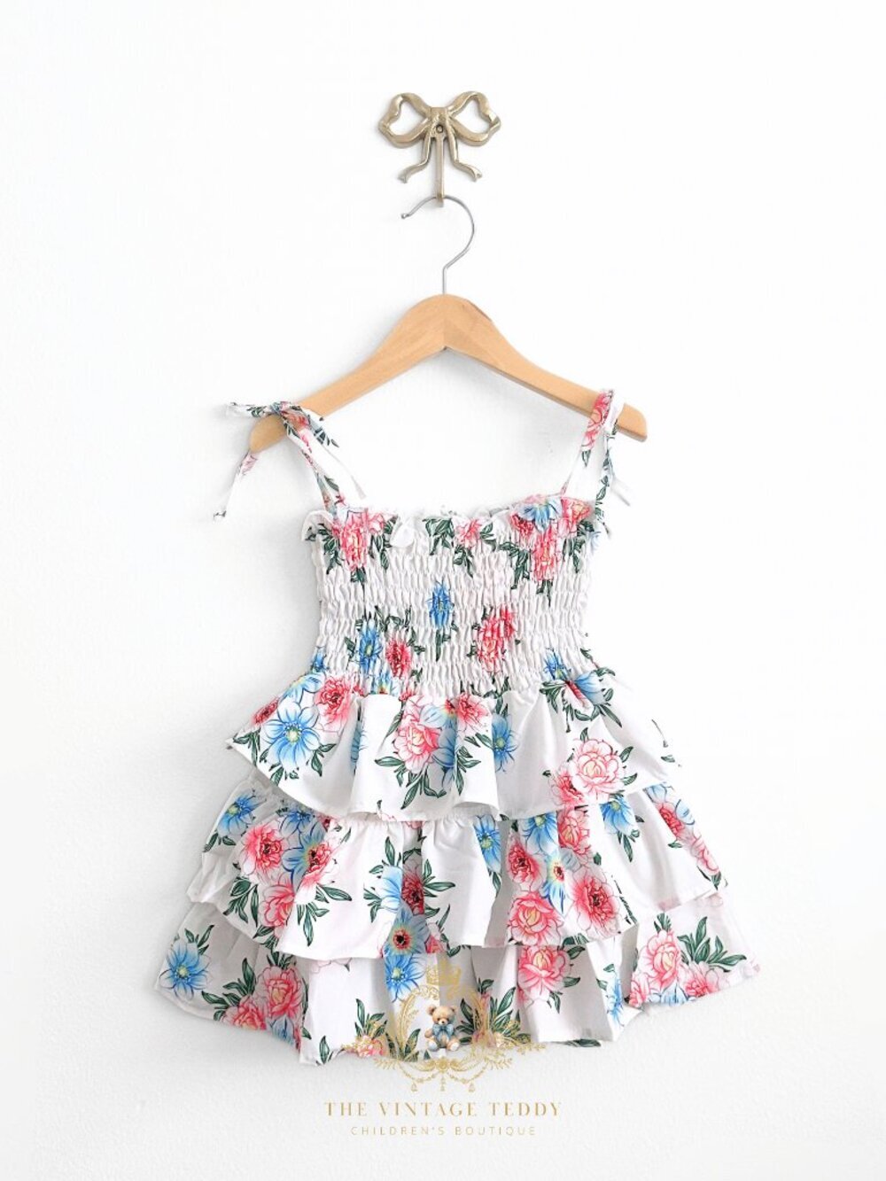 NWT Pretty Girls Dress for Kids Floral Nap Smocking Ruffled Spring & Summer 3T - Picture 3 of 5